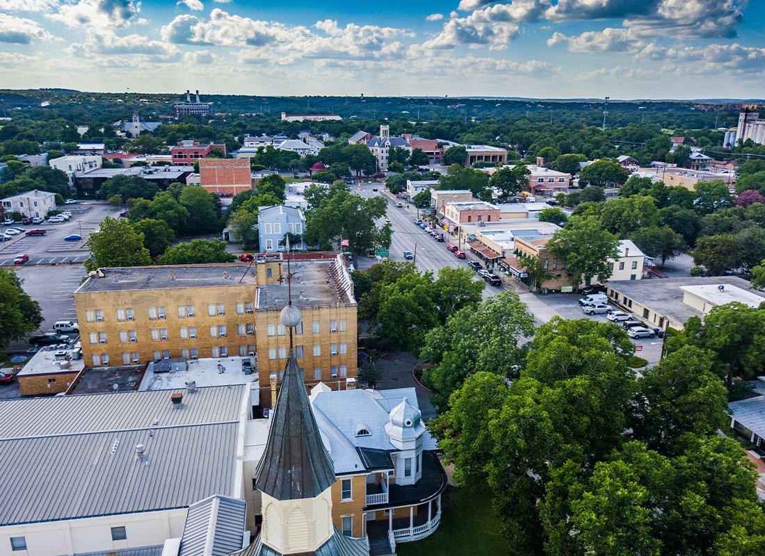 Bay City, TX - An Aerial View of a Small Town in Texas in the Morning