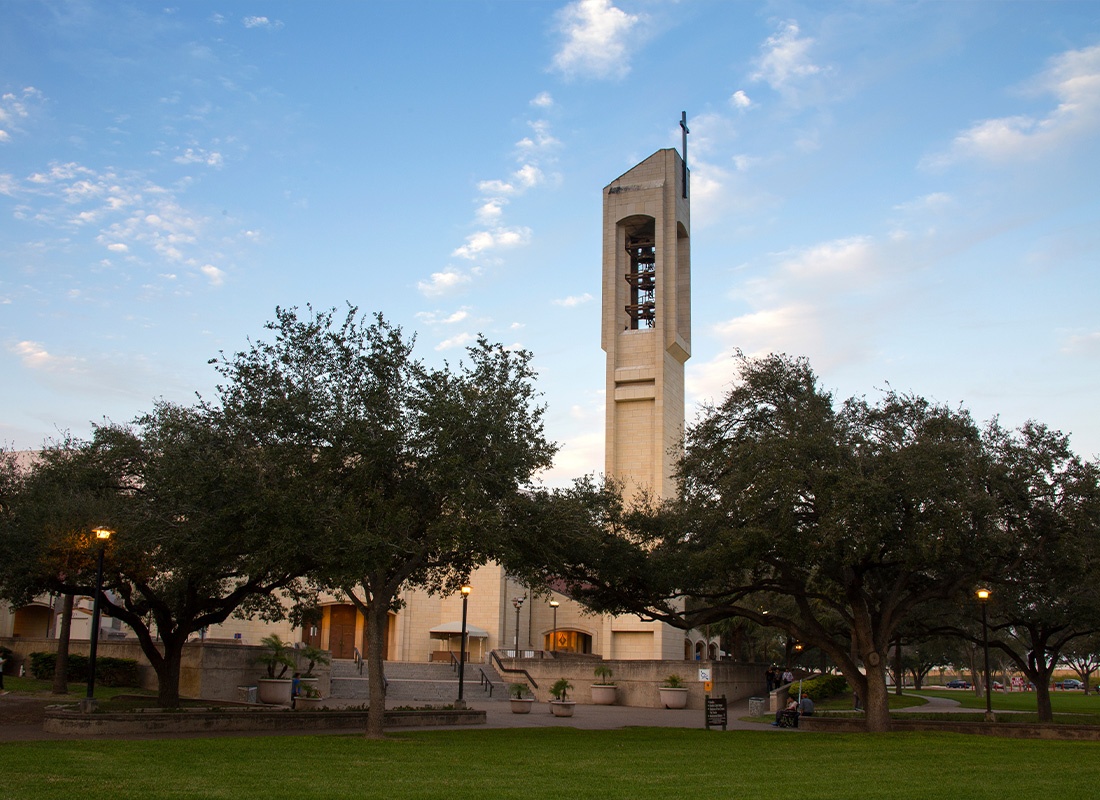 McAllen, TX - Church Bell Tower with Cross in McAllen Texas
