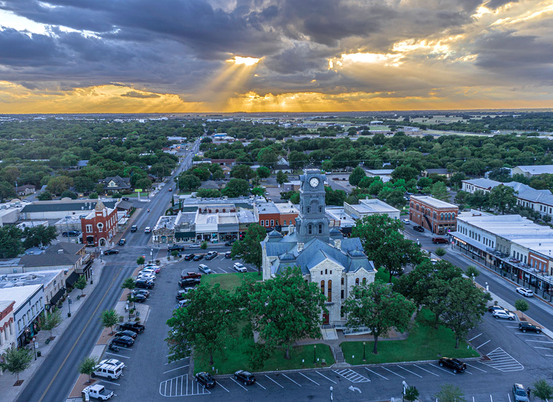Taylor, TX - Aerial View of Sunset in Granbury Texas